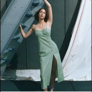 Zara polka dot linen blend dress